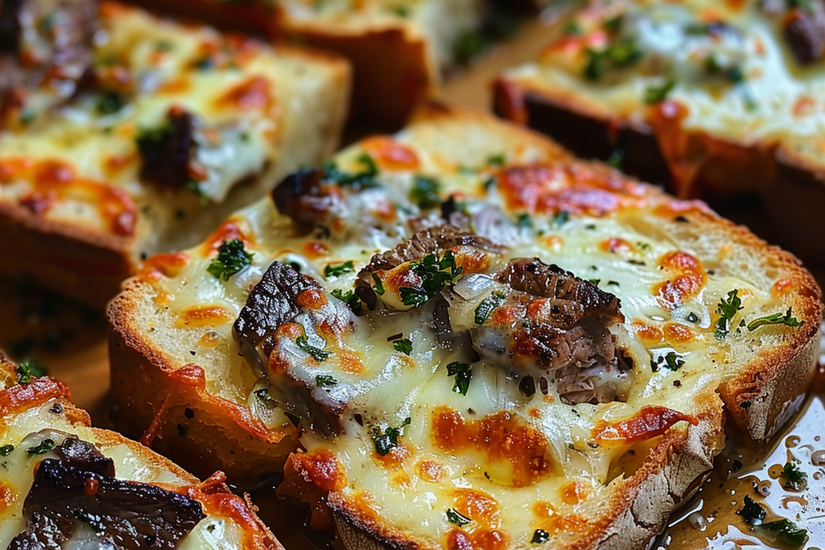 Cheesy Steak and Garlic Bread Melt