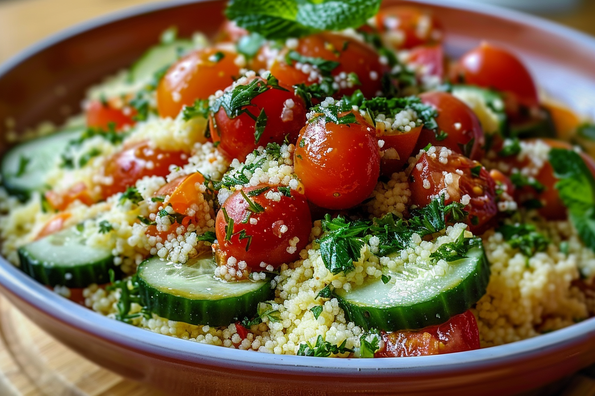 Couscous Salad with Cherry Tomatoes and Cucumber