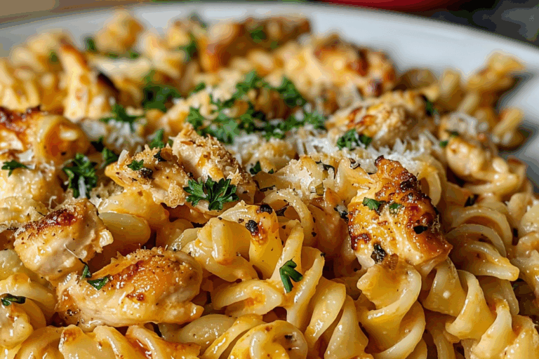Creamy Garlic Parmesan Chicken Pasta Bake