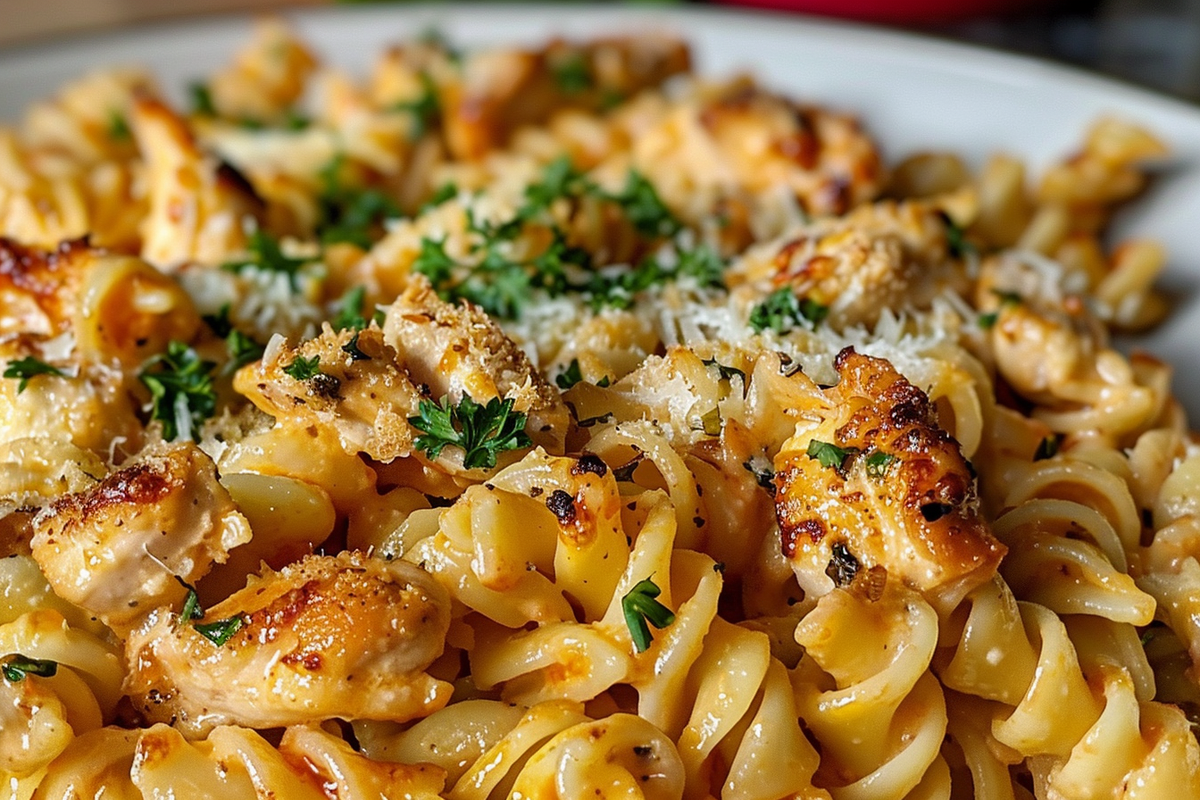 Creamy Garlic Parmesan Chicken Pasta Bake