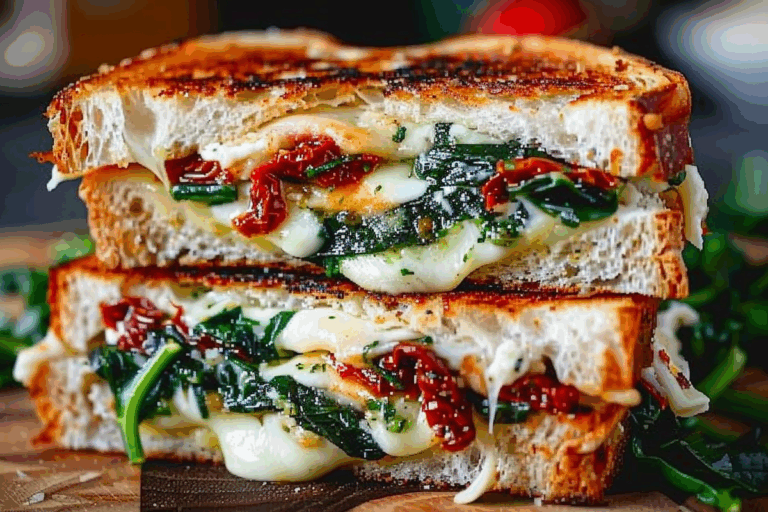 Sun Dried Tomato Spinach and Ricotta Grilled Cheese