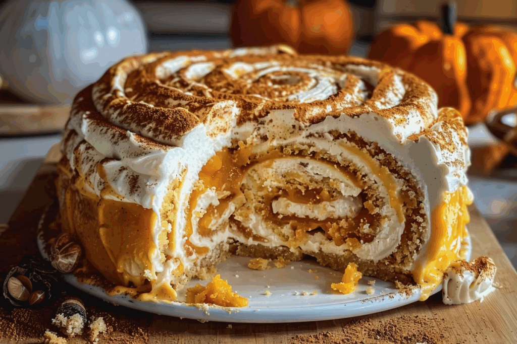 Pumpkin Roll Cheesecake Cake