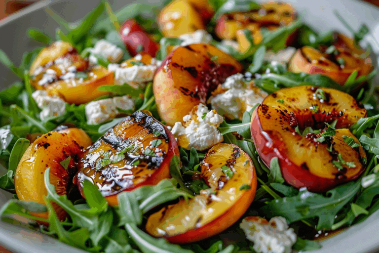 Arugula Salad with Grilled Nectarines and Honey Goat Cheese