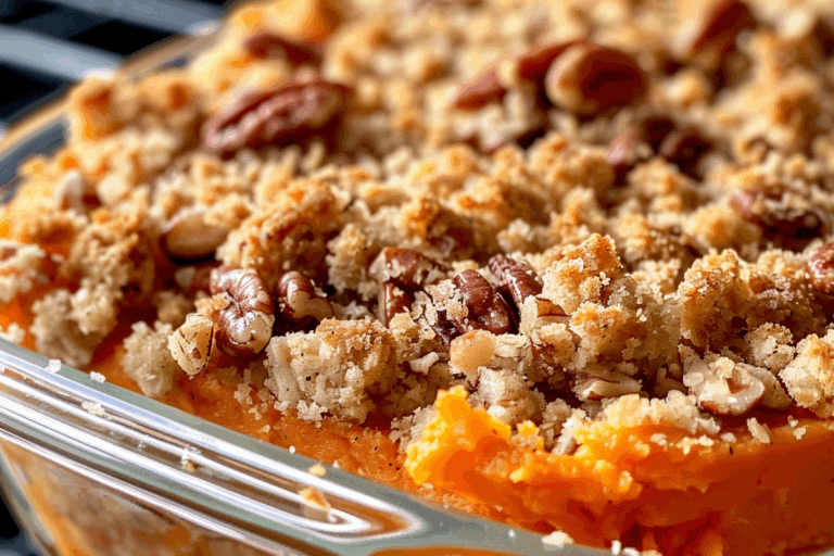 Sweet Potato Casserole with Pecan Streusel