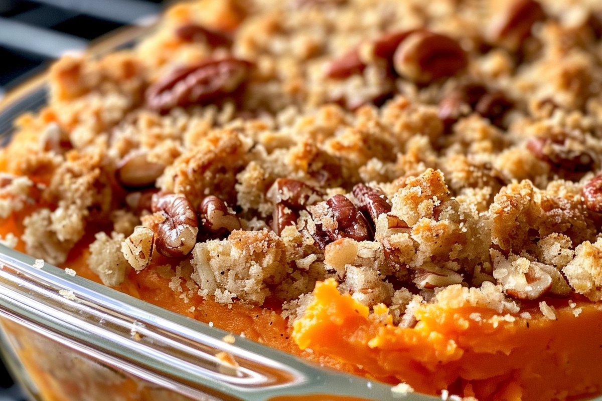 Sweet Potato Casserole with Pecan Streusel