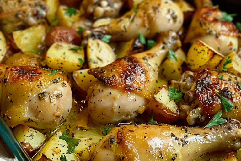 Next-Level Oven-Baked Drumsticks with Herb-Roasted Potatoes