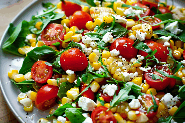 Summer Garden Salad with Corn Tomatoes & Feta