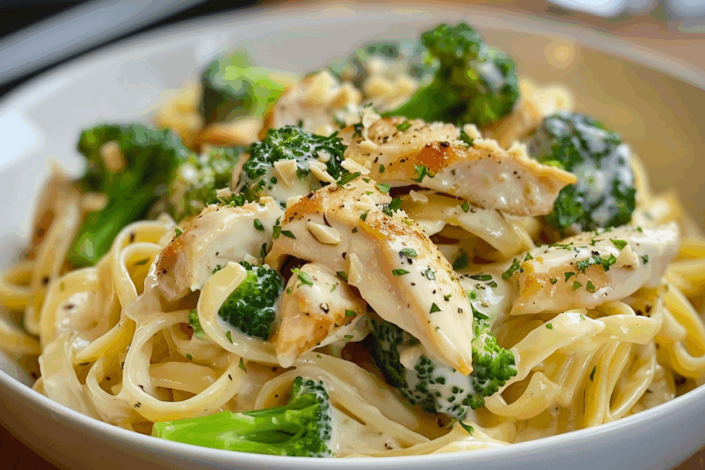 Ultimate Creamy Chicken Alfredo Pasta with Broccoli and Garlic Parmesan Sauce