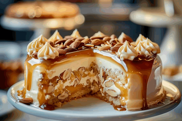 Creamy Almond and Caramel Cake