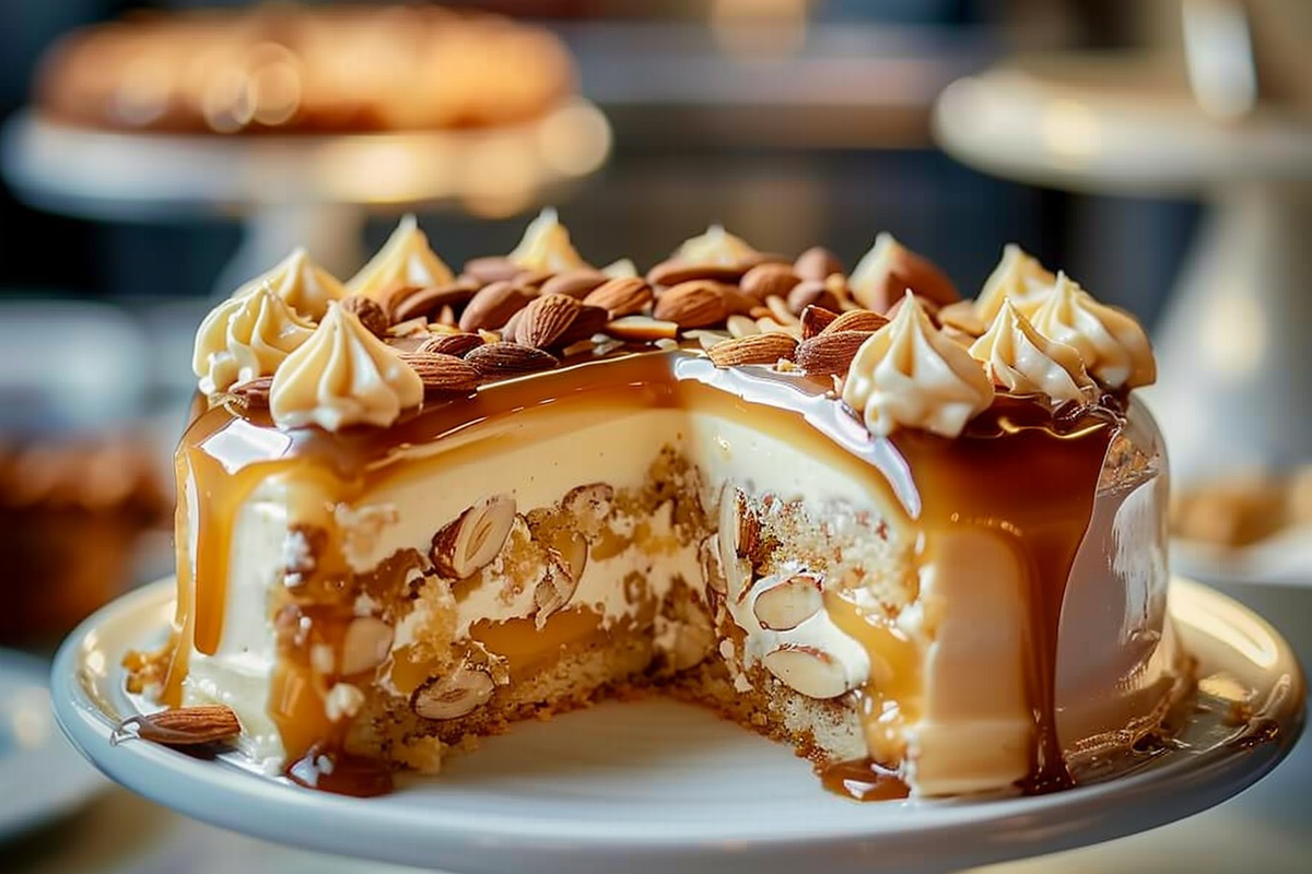 Creamy Almond and Caramel Cake