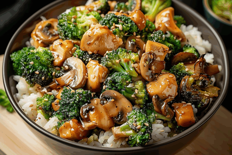 Next-Level Chicken Broccoli & Mushroom Rice Bowl