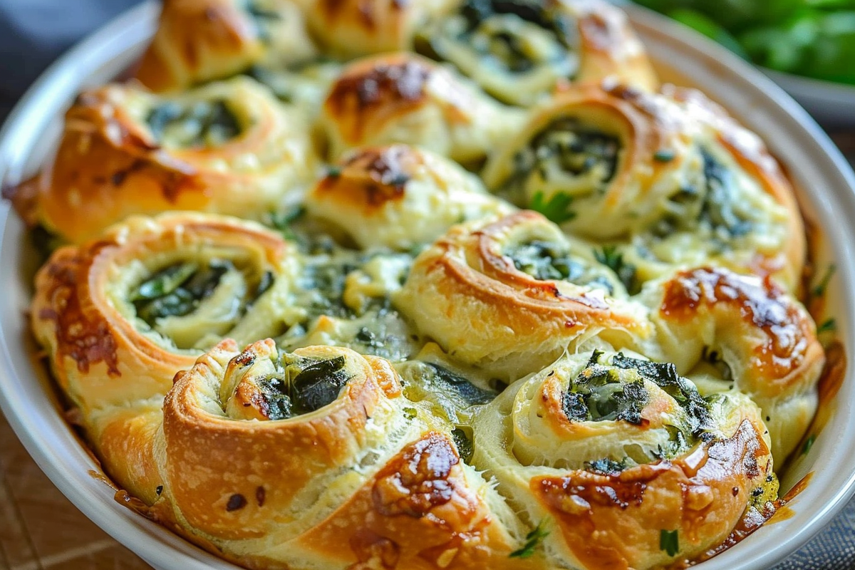 Spinach Artichoke Crescent Roll Bake