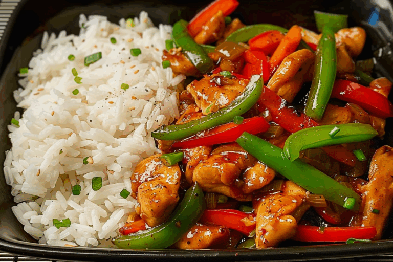 Epic Black Pepper Chicken Stir-Fry with Steamed Rice