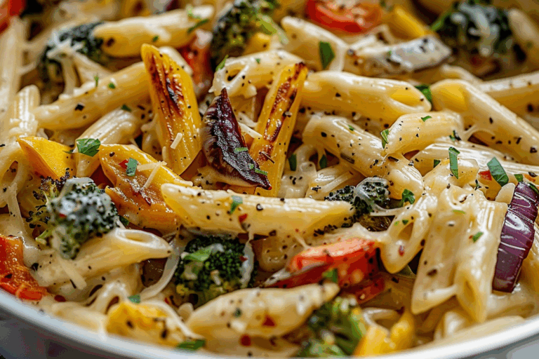 Creamy Parmesan Penne with Roasted Vegetables