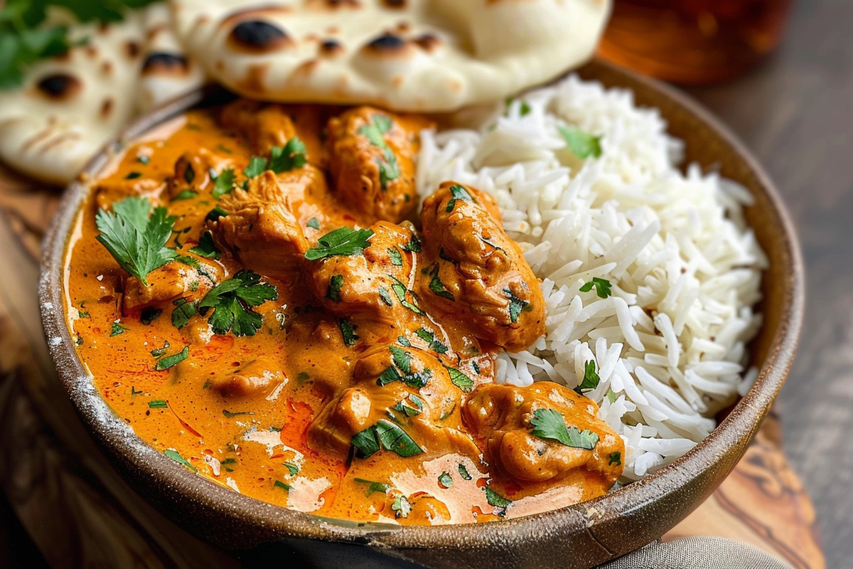 Epic Butter Chicken with Soft Rice & Golden Garlic Naan