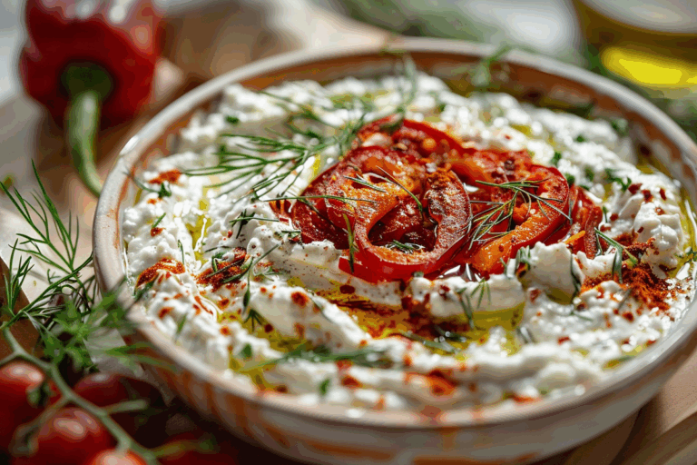 Whipped Feta Dip with Roasted Red Peppers and Dill
