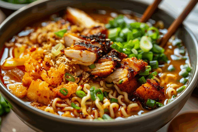 Spicy Ramen with Chili Crisp Chicken