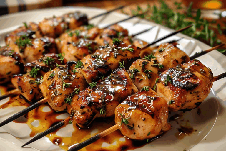 Honey Balsamic Chicken Skewers with Fresh Thyme
