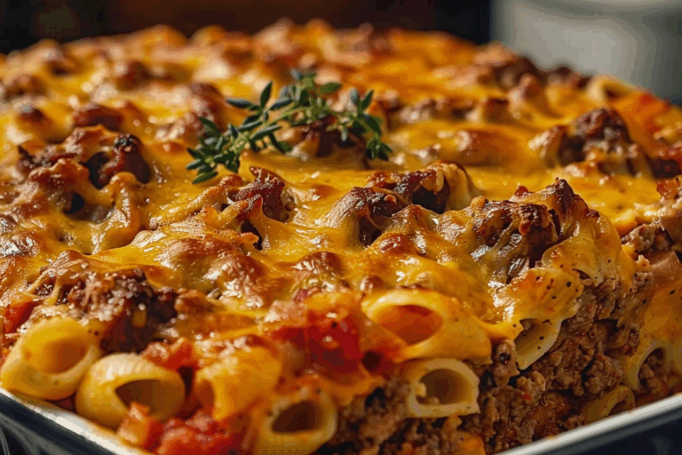 Meatloaf and Cheddar Shells Casserole