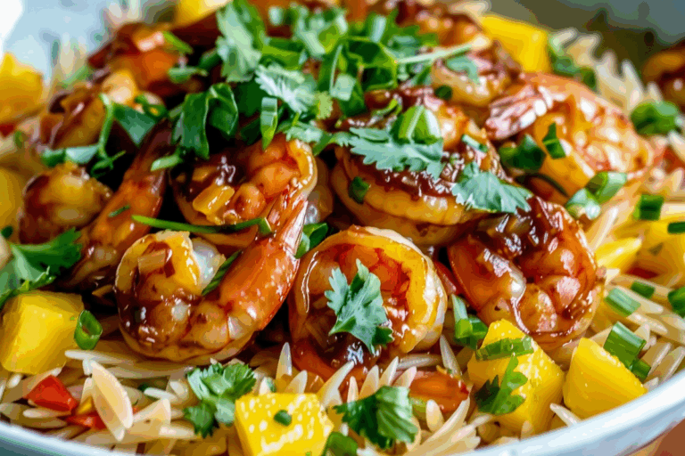 Spicy Mango Chili Shrimp Orzo Bowl