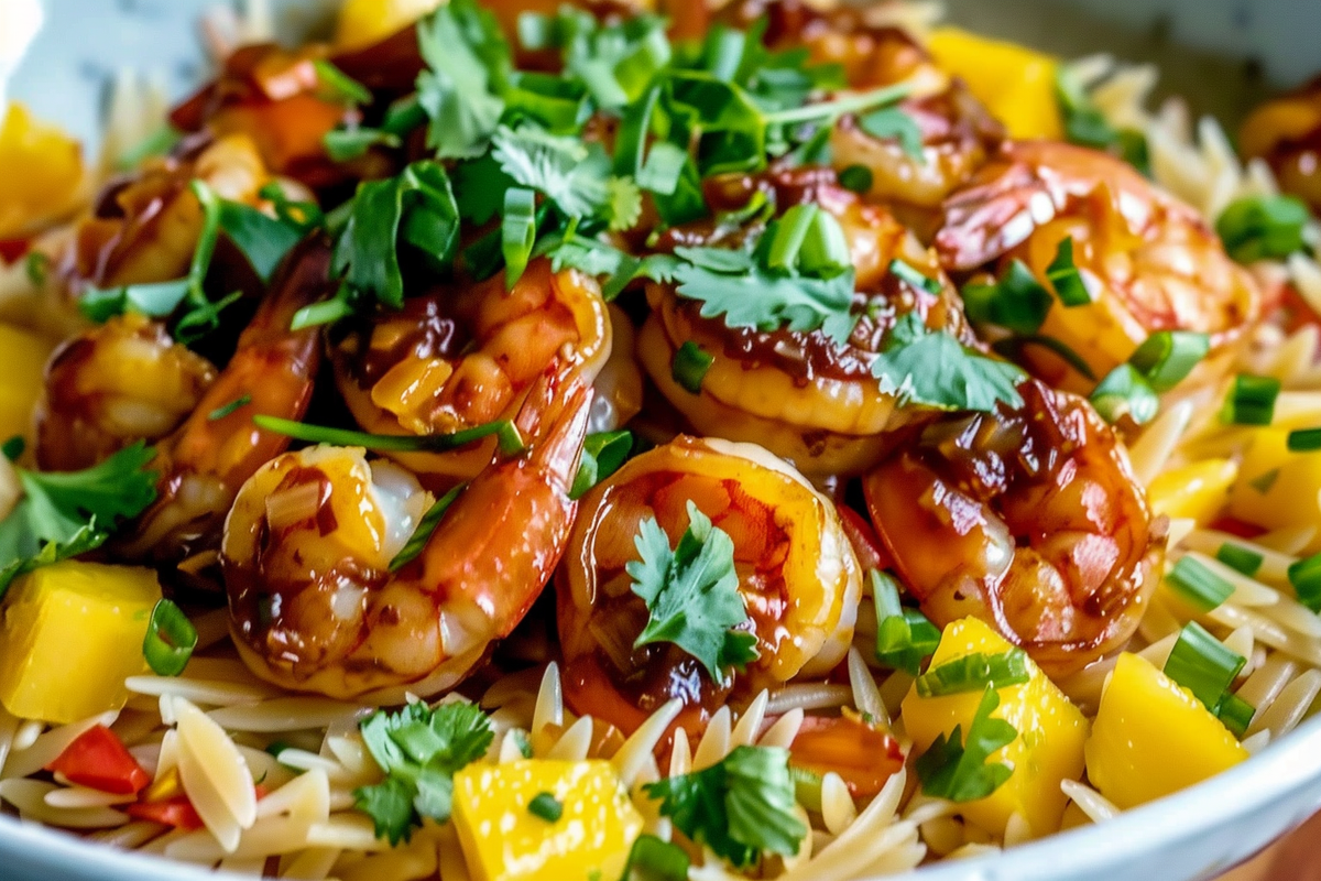 Spicy Mango Chili Shrimp Orzo Bowl