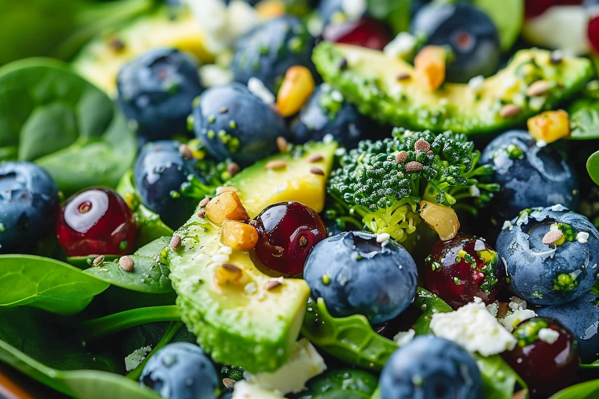 Blueberry Broccoli Spinach Salad