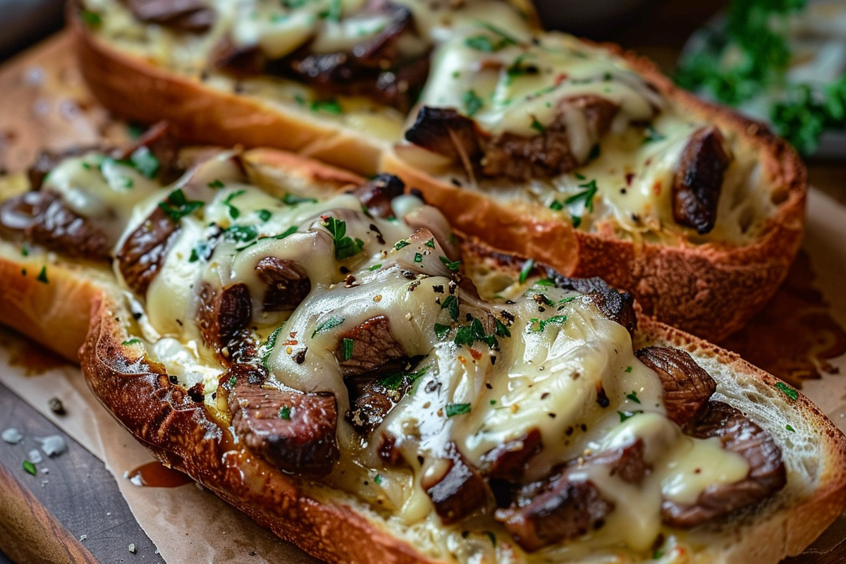 Cheesy Steak Garlic Bread