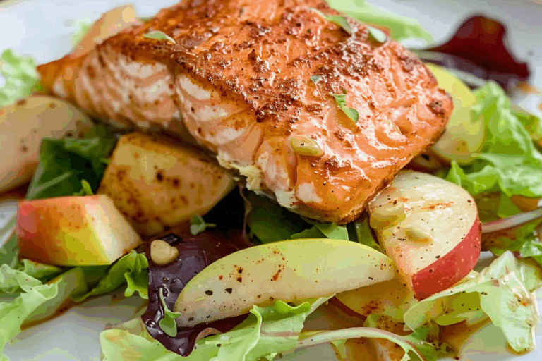 Paprika Salmon on an Apple Salad