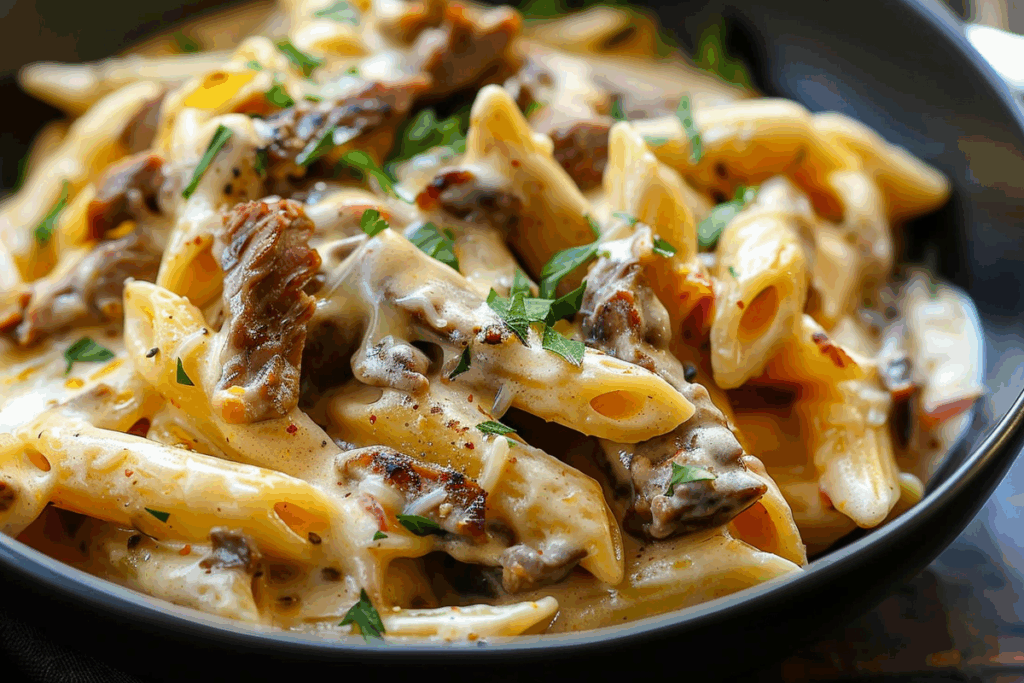 Philly Cheesesteak Creamy Pasta