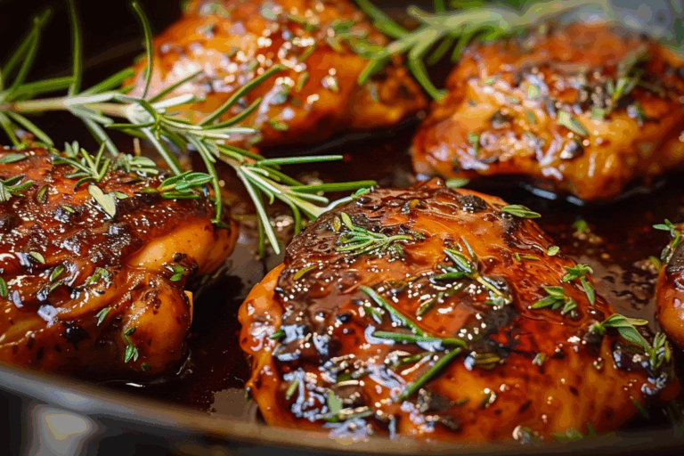 Garlic Balsamic Glazed Chicken Thighs with Herbs