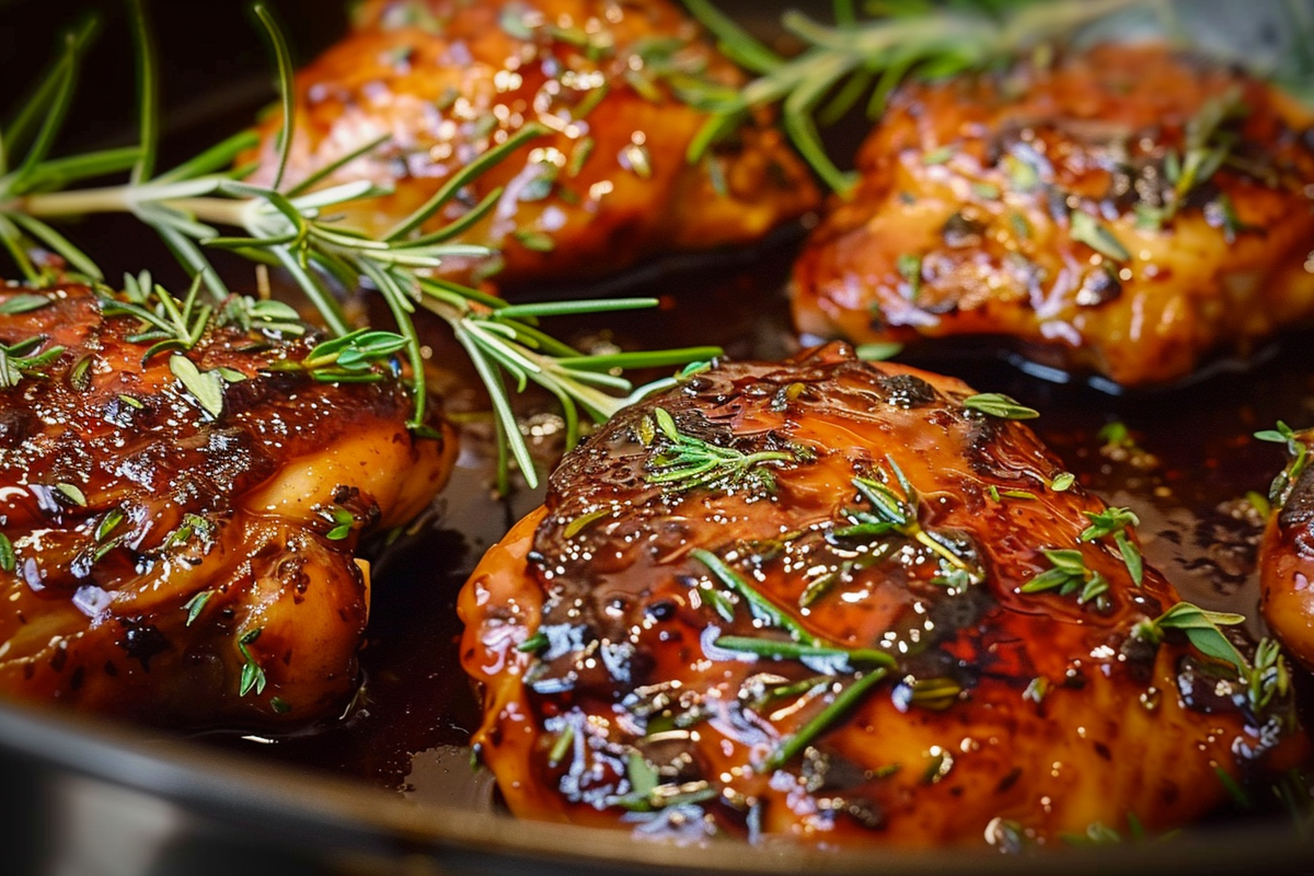 Garlic Balsamic Glazed Chicken Thighs with Herbs