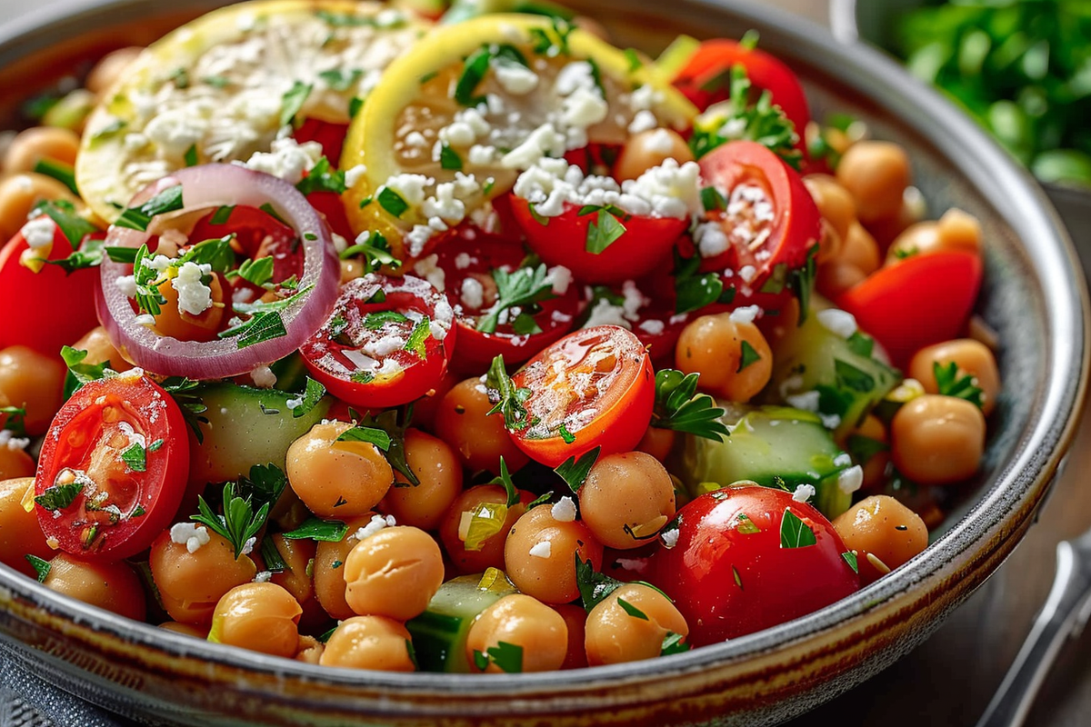 Chickpea and Tomato Salad with Lemon Herb Dressing