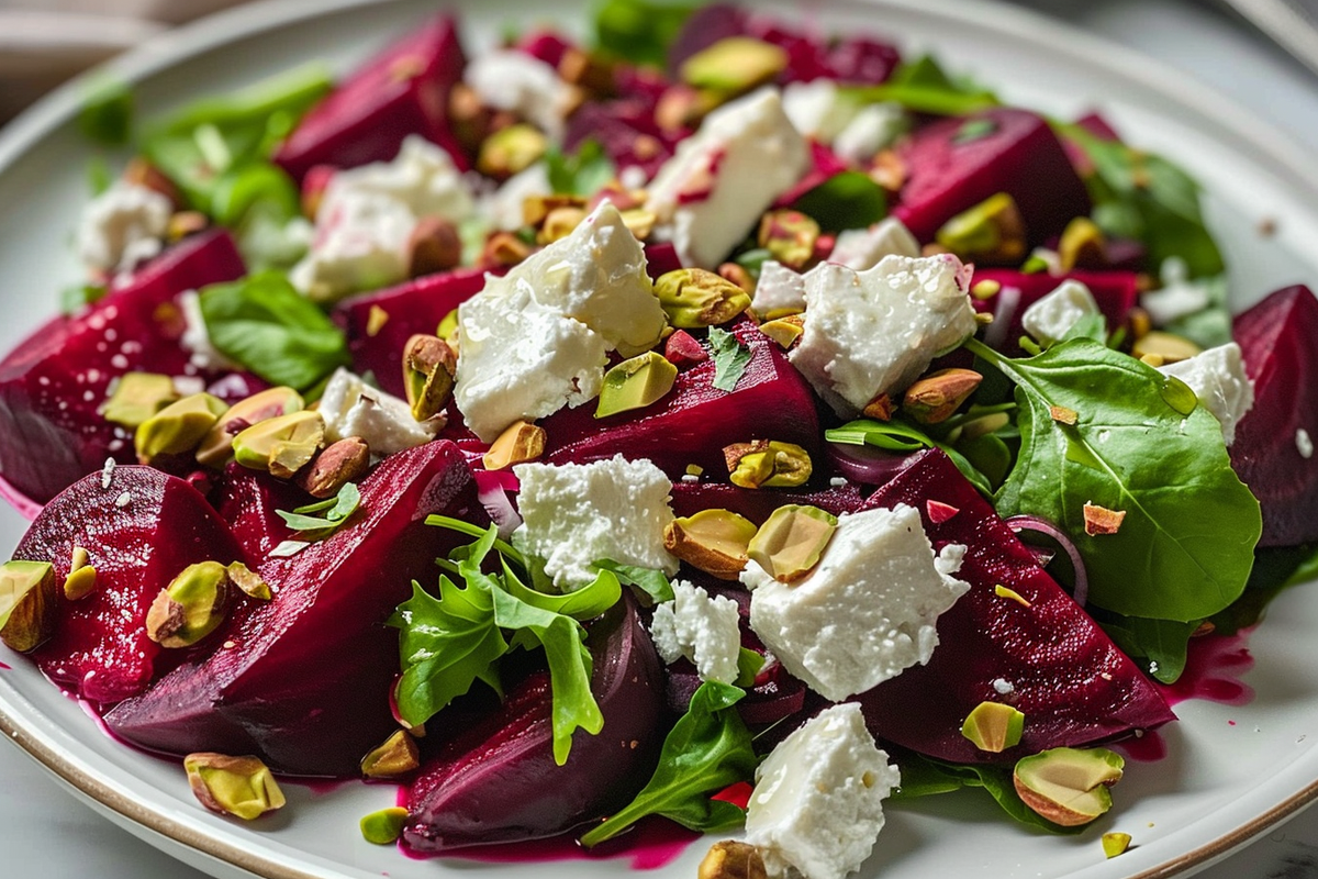 Beet Salad with Goat Cheese and Pistachios