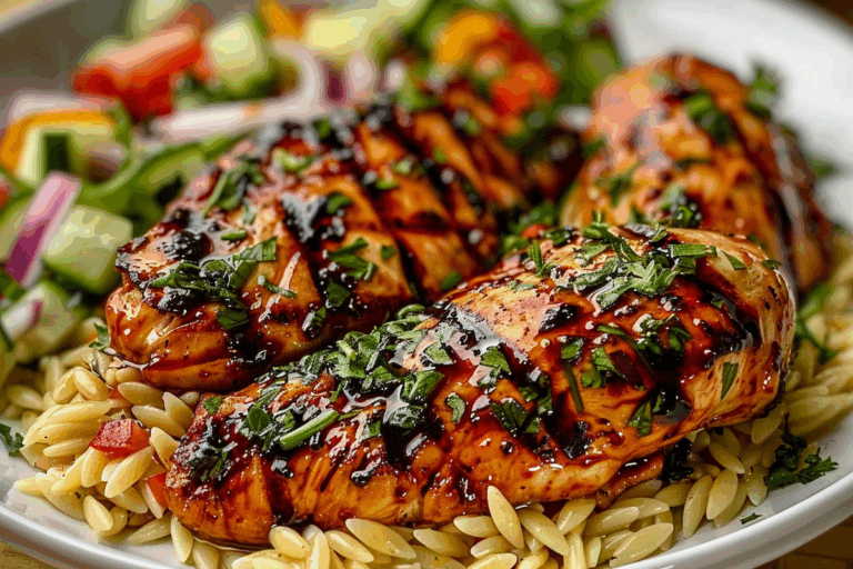Honey Balsamic Grilled Chicken with Orzo Salad