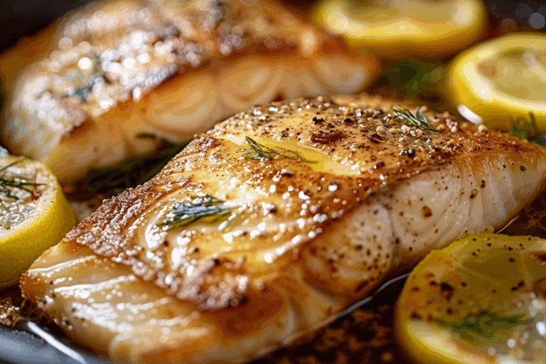 Golden Pan Seared Fish with Lemon Butter