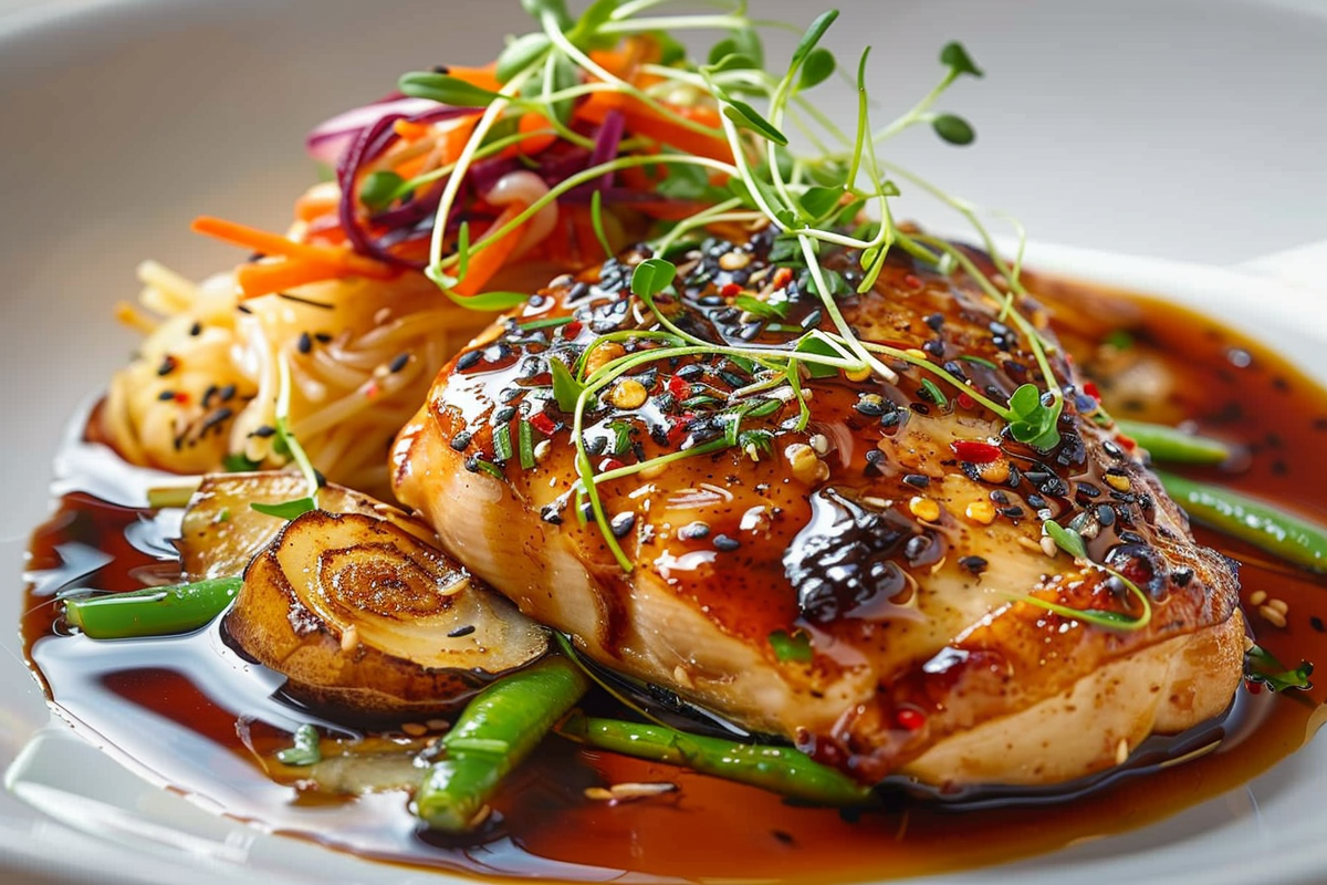 Crispy Roasted Chicken Breast with Beer & Black Bean Sauce