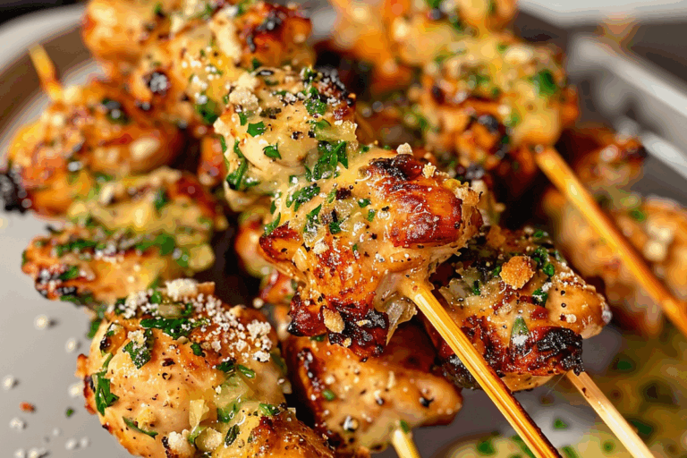 Garlic Parmesan Chicken Skewers