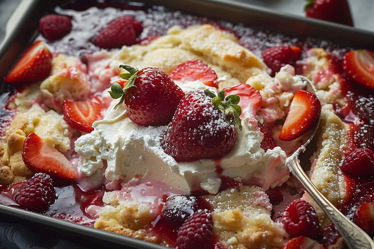 Strawberry Cream Dump Cake
