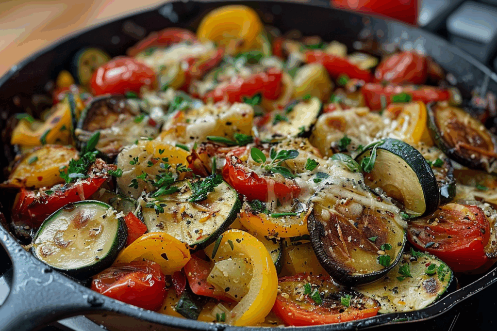Summer Veggie Skillet with Melted Fontina