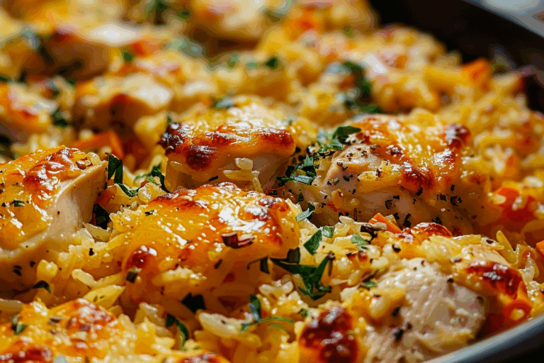 Cheesy Angel Chicken Rice Bake