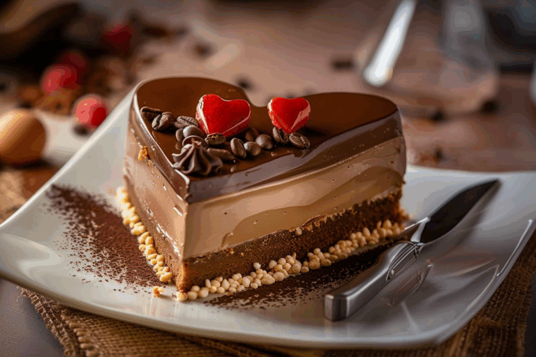 Heart-Shaped Mocha Mousse Cake