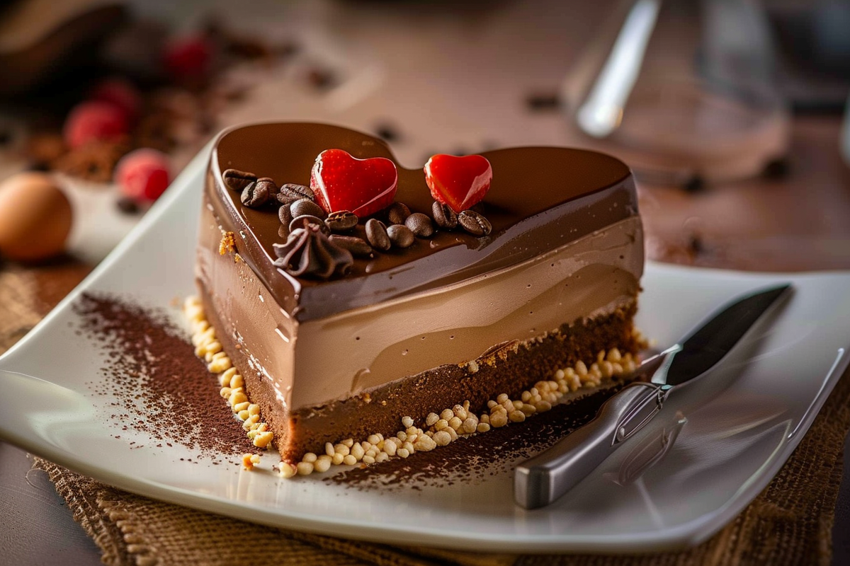Heart-Shaped Mocha Mousse Cake