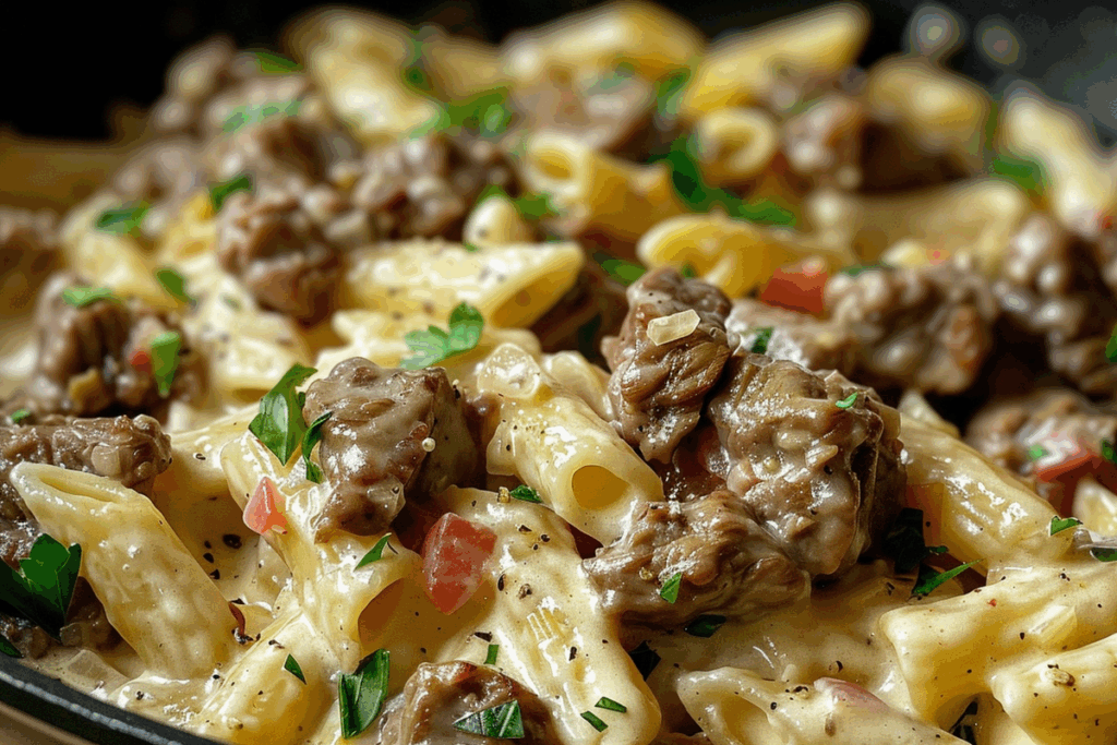 Beef Alfredo Pasta Skillet