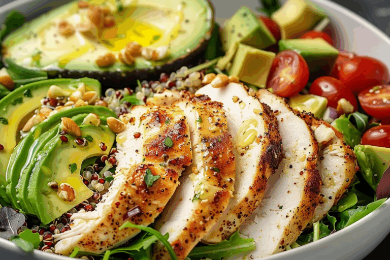 High-Protein Chicken Avocado & Quinoa Salad