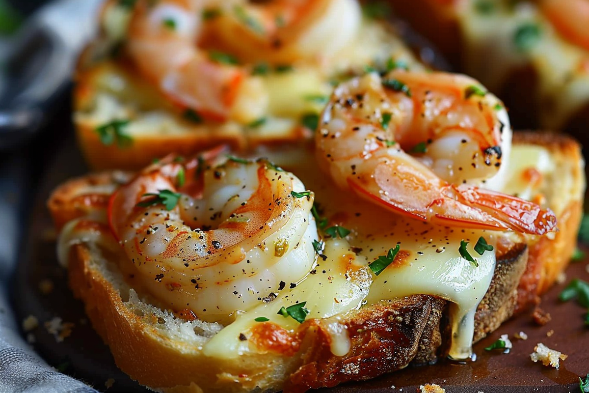 Cheesy Garlic Bread Shrimp Grilled Cheese