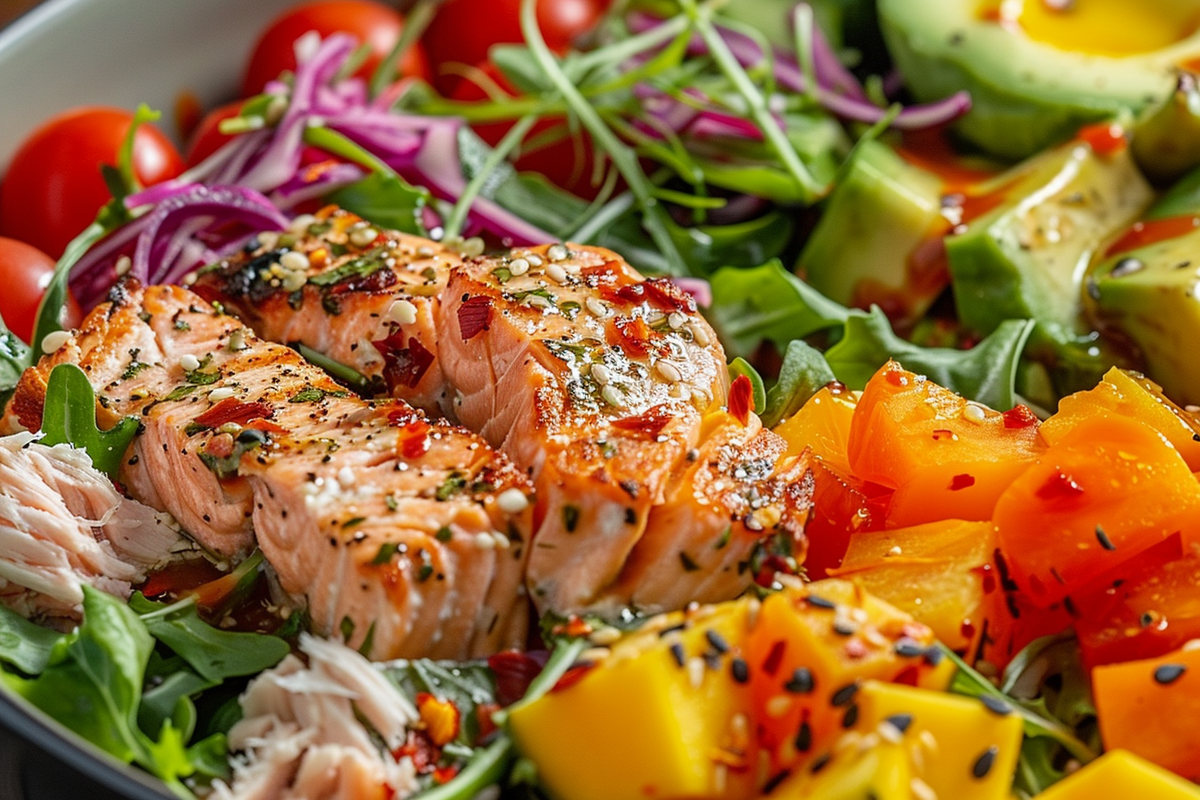 Protein-Packed Salmon & Veggie Salad Bowl