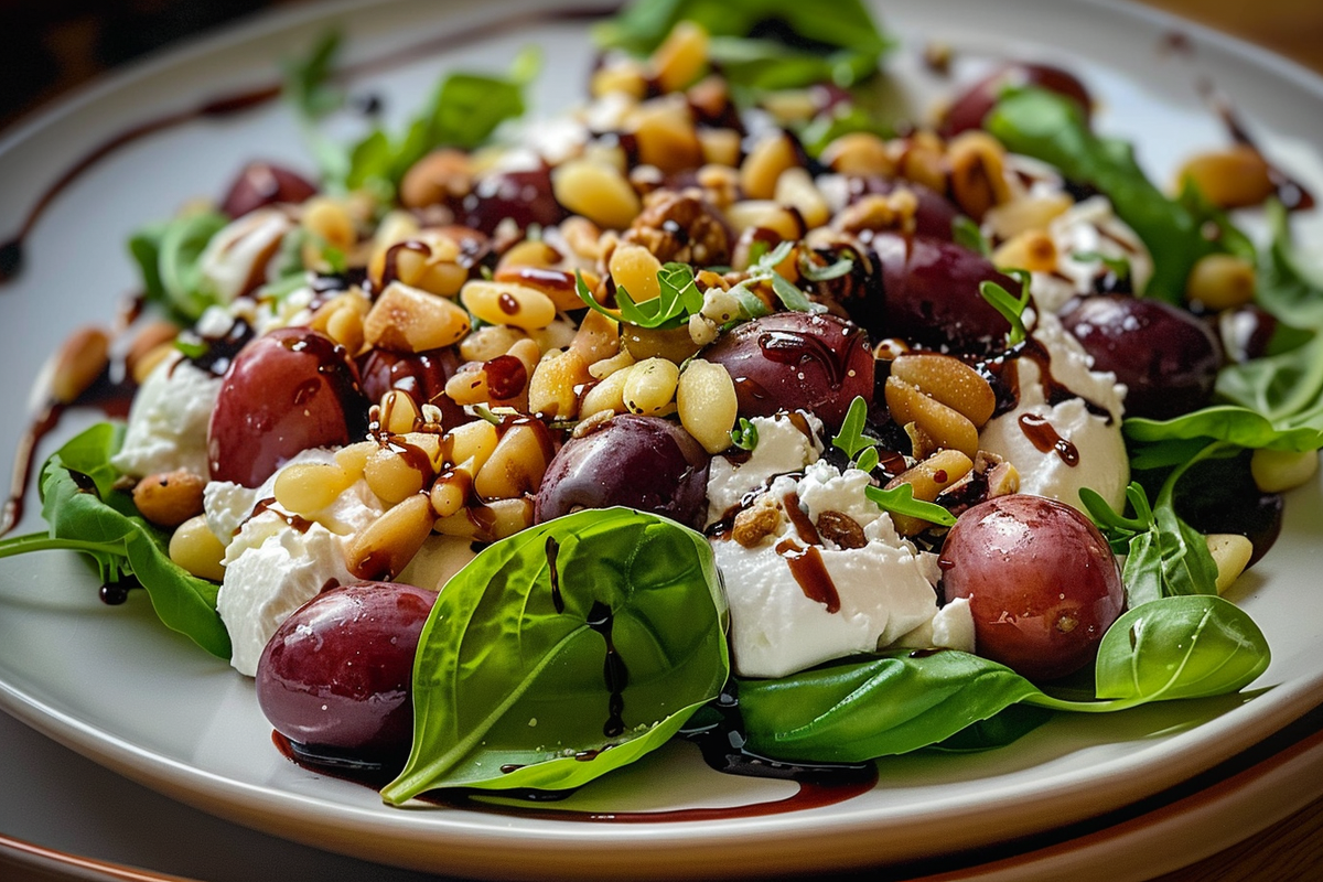 Grape & Ricotta Salad with Pine Nuts & Balsamic