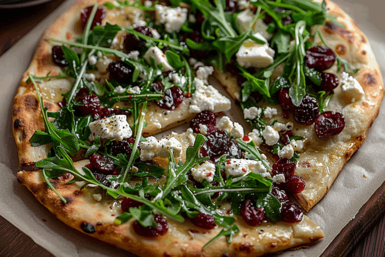 Cranberry Feta & Thyme Flatbread with Arugula