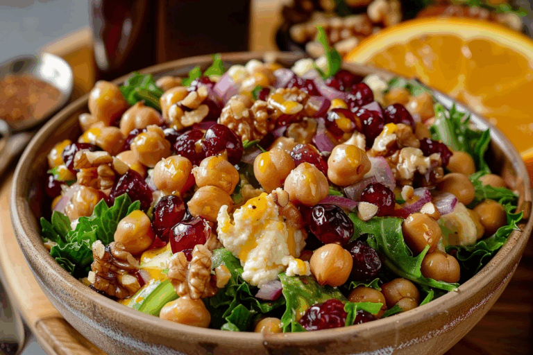 Cranberry Walnut Chickpea Salad with Orange Vinaigrette
