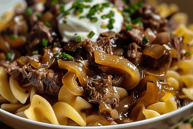 French Onion Beef and Noodles